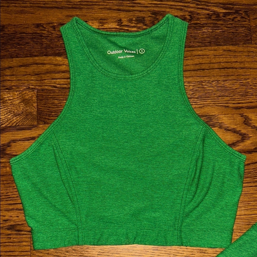 Outdoor Voices Vibrant Green Workout Set 💚 (Top + Leggings) Size Small - Picture 3 of 9